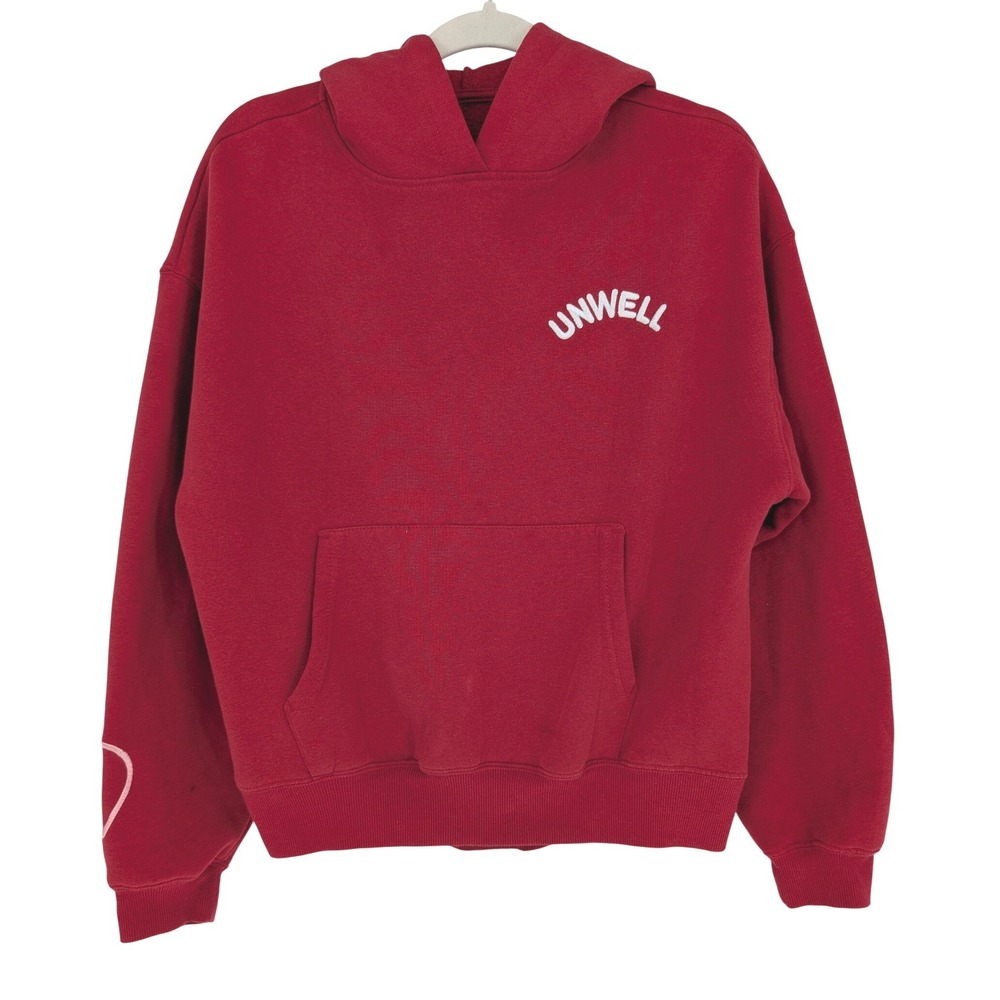 Unwell Hoodie Women XS Red With Love Graphic Sweatshirt Streetwear Athleisure